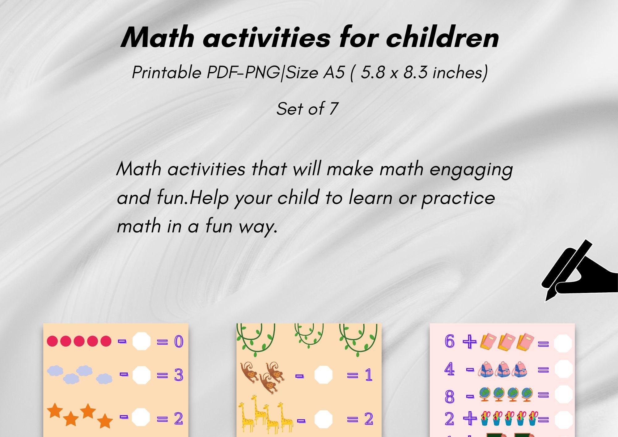 Colorful Themed Math Exercises for Children|math Activities|printable ...