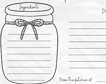 Minimalist Recipe Card Template, Bridal Shower Recipe Card, DIY Recipe Card, Editable Template, Personalized Recipe Card, Printable Recipe