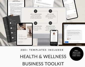Health and Wellness Business Toolkit, Health and Wellness Canva Templates, Health Coach Templates, Wellness Coach Templates, Health Business