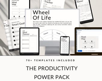 Meal Planner, Grocery List, Workout Tracker, Budget Tracker, Chore Chart, Vision Board, Gratitude Journal, Checklists, Challenges and more!