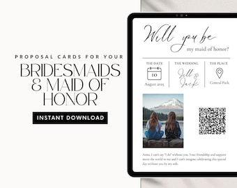 Bridesmaid Proposal Card Template, Maid of Honor Proposal Card Template, Editable Photo Proposal Card, Will You Be My Maid of Honor Card