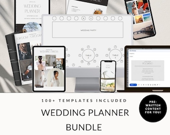 Wedding Planner Bundle, Canva Wedding Template, Printable Wedding Organizer, Bride Planning Kit, Digital Download