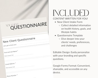 Health Coach Intake Form, Health Coaching Forms, Nutrition Coach Worksheets, Client Agreement, Health Coach Client Intake Forms