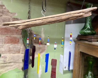 Driftwood fused glass wind chime
