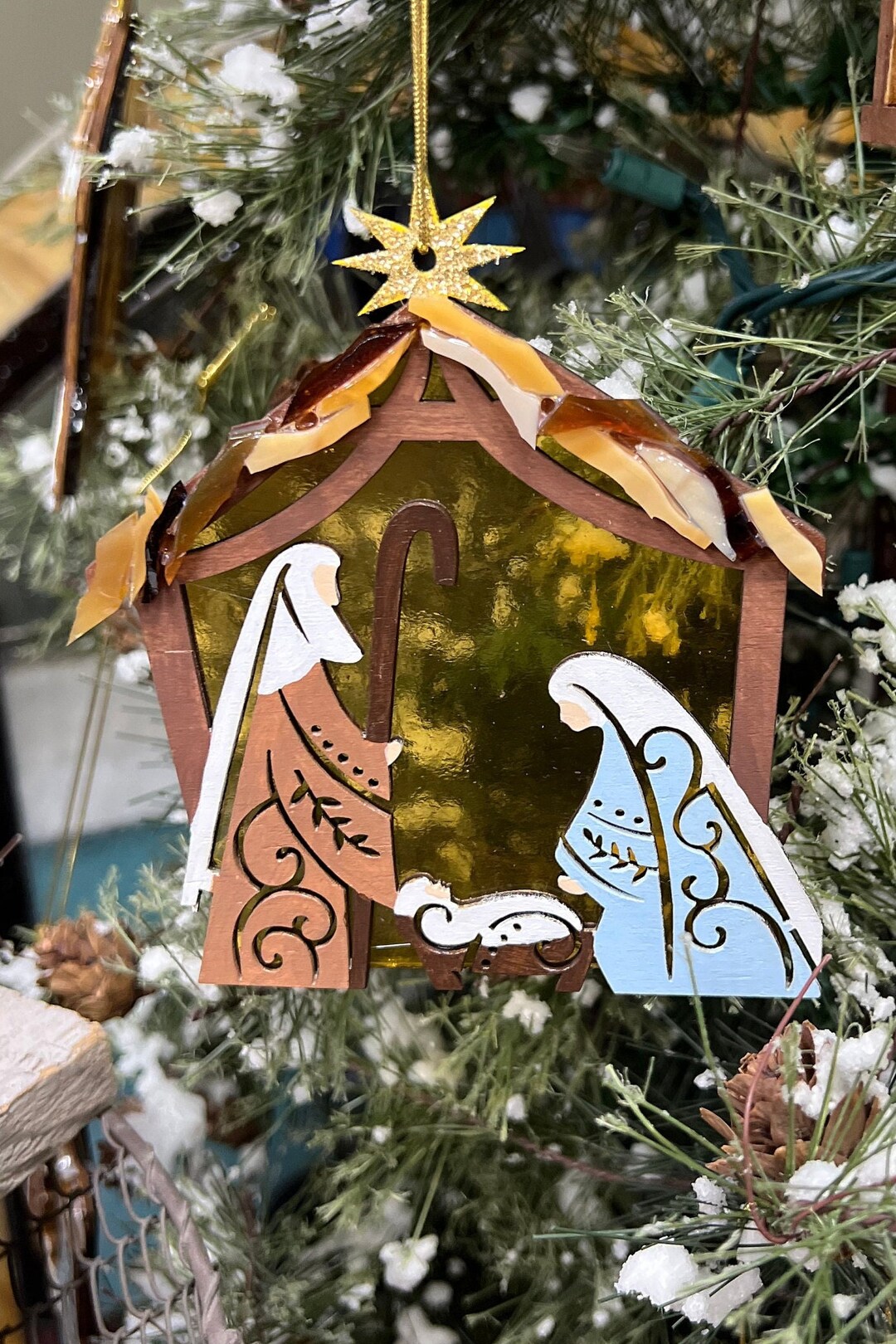 Stained Glass Nativity Ornament - Etsy