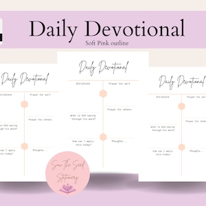 Soft Pink Devotional, Daily Prayer, Printable Daily Devotional, Digital Daily Devotional, Quiet time with God, Devotional Template, A4, A5,
