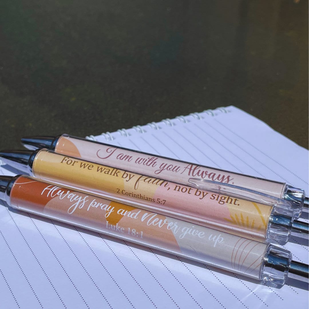 Scripture pens, gift set, Christian ballpoint pen set, pens for Christian women, Bible verse pens, Bible study pens