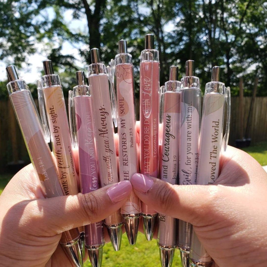 Scripture pens, gift set, Christian ballpoint pen set, pens for Christian women, Bible verse pens, Bible study pens