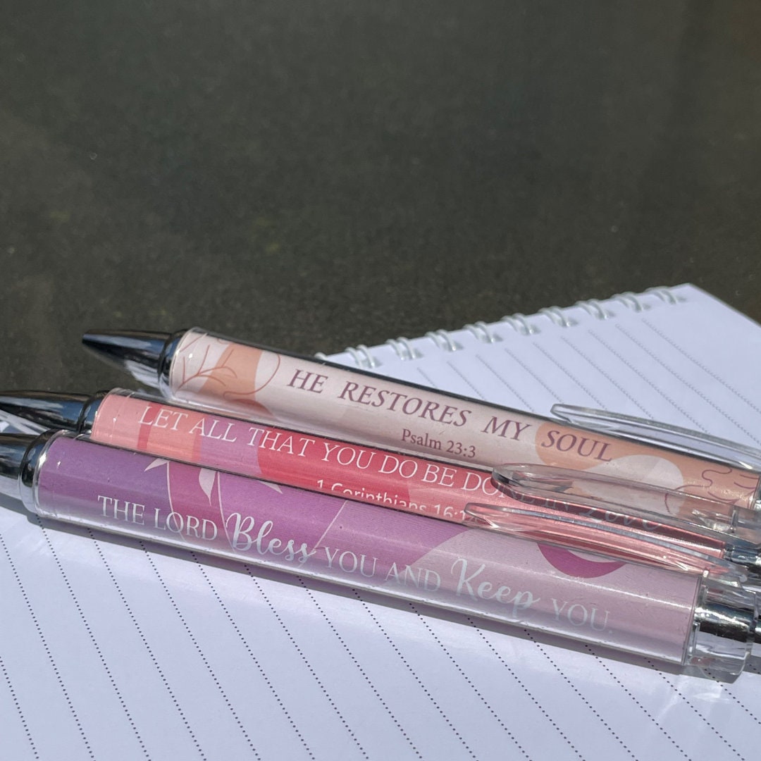 Scripture pens, gift set, Christian ballpoint pen set, pens for Christian women, Bible verse pens, Bible study pens