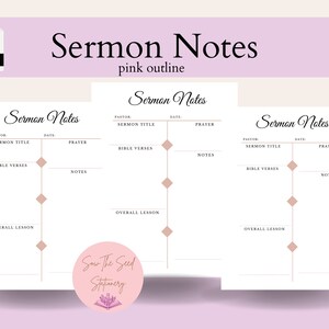 Pink Sermon Note, Pink Sermon Note Outline, Sermon Notes PDF, Digital ...