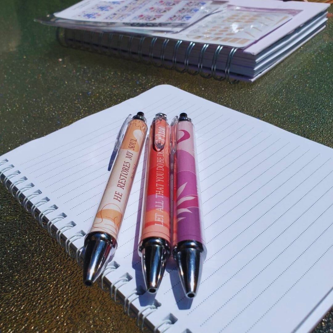 Scripture pens, gift set, Christian ballpoint pen set, pens for Christian women, Bible verse pens, Bible study pens