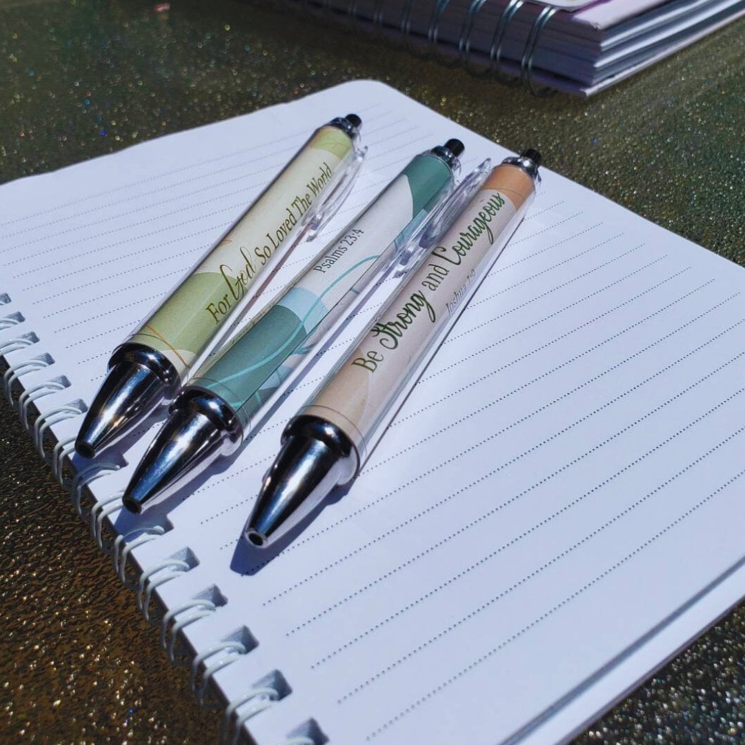 Scripture pens, gift set, Christian ballpoint pen set, pens for Christian women, Bible verse pens, Bible study pens