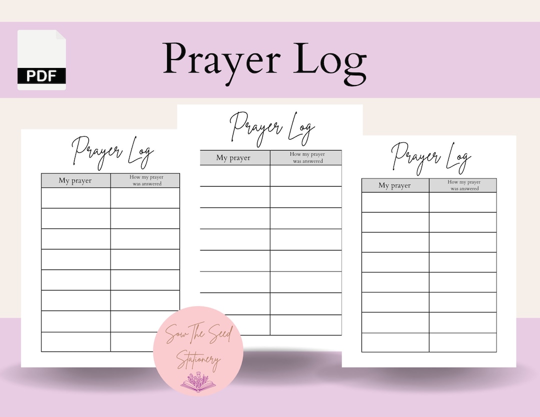 Prayer Log, Printable Prayer Log, Daily Prayer, A5, A4, Full Size ...