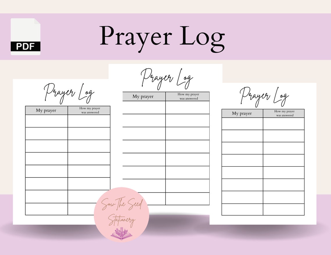 Prayer Log, Printable Prayer Log, Daily Prayer, A5, A4, Full Size ...