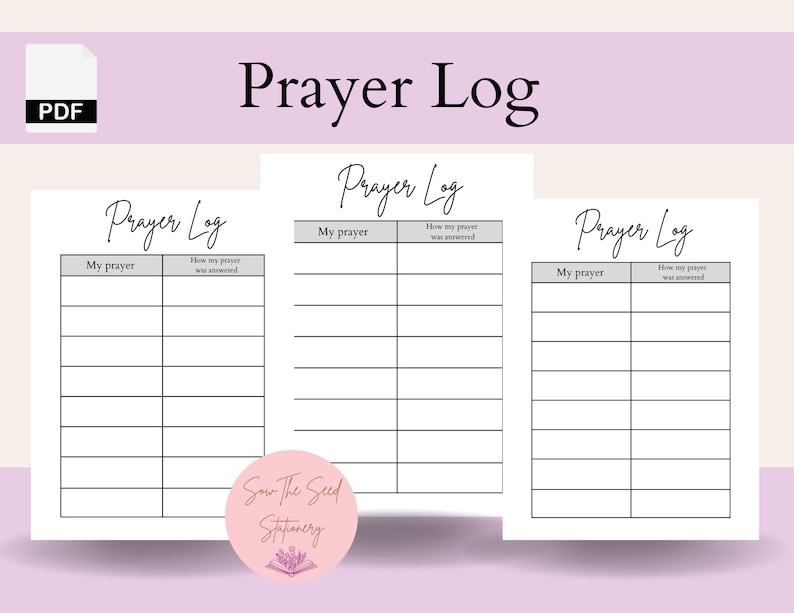 Prayer Log, Printable Prayer Log, Daily Prayer, A5, A4, Full Size ...