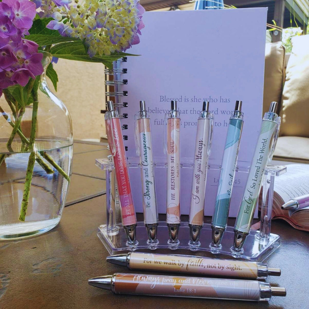 Scripture pens, gift set, Christian ballpoint pen set, pens for Christian women, Bible verse pens, Bible study pens