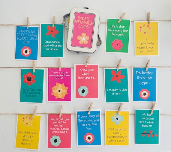 Badass Affirmation Birthday Card For Women - Motivational Greeting Card With Bonus Postcard