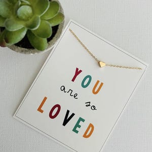Eres AMADO, idea de regalo de San Valentín, collar de corazón en tarjeta; regalo grupal de San Valentín, idea de regalo de cumpleaños de mujeres jóvenes, regalo de cumpleaños para mujeres jóvenes 2025