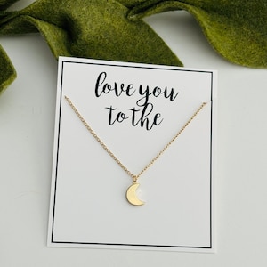 Hou van je tot de maan ketting & kaart/tiener cadeau/beste vriend cadeau idee/maan ketting/klaar om cadeau ketting/Valentijnsdag cadeau/BFF cadeau