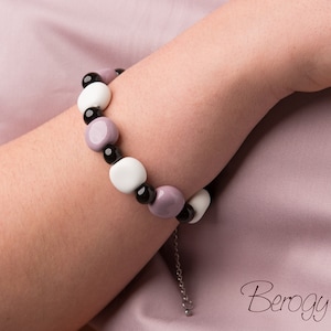 Women&#39;s Fertility Bracelet, Aesthetic Porcelain Bracelet, Beaded Ceramic Bracelet, Bright Chunky Bracelet, Anxiety Bracelet, Fidget Bracelet
