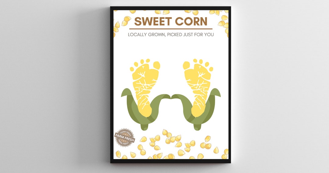 Corn Footprint Art, Fall Footprint Art, Sweet Corn Footprint Art, Farm