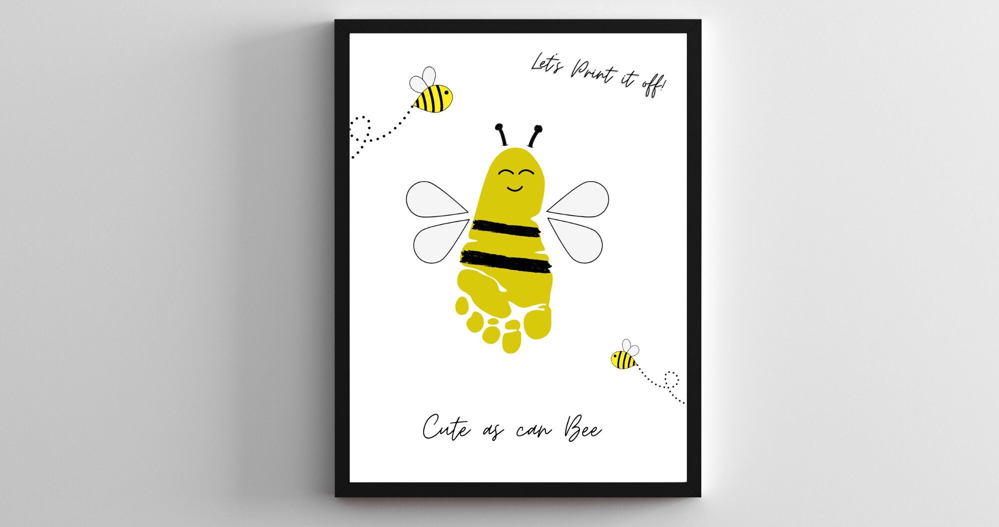 Cute as can "bee" Footprint art! Bee Footprint Art, Digital Download, Summer Footprint Art, Spring Footprint Art, Baby Footprint Art
