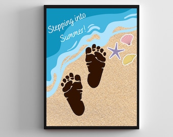 Stepping Into Summer Footprint Art, Digital Download, Summer Footprint, Infant Footprint, Toddler Footprint, Summer Footprint Art