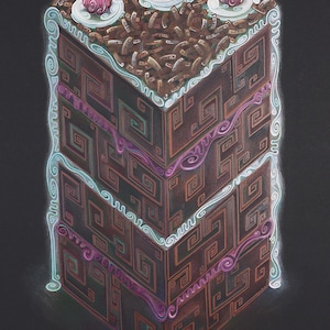 Impresión Giclée - Swirlicious - Pastel Selva Negra (Lápiz de color y tinta sobre cartulina negra carbón) - Alexander Swarbrick