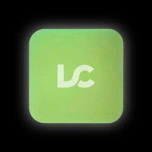 May include: A square-shaped, light green sticker with the letters "LC" in white.