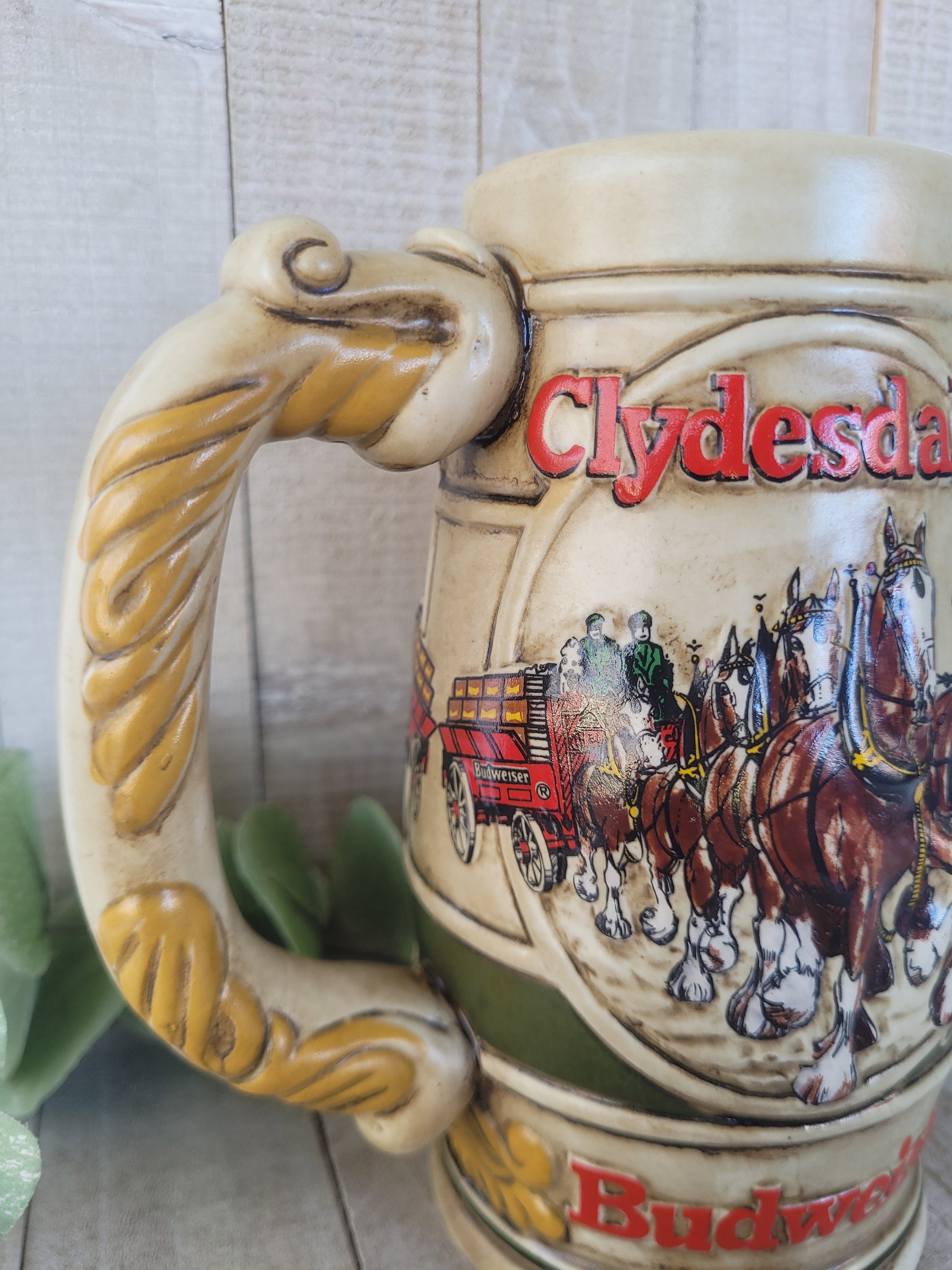 Vintage Ceramic Hand Painted Budweiser Clydesdale Beer Stein Etsy