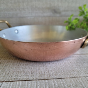 Vintage Copper Pan-double handled-5.5" inch diameter, 1.25" deep-mini Sautee pan