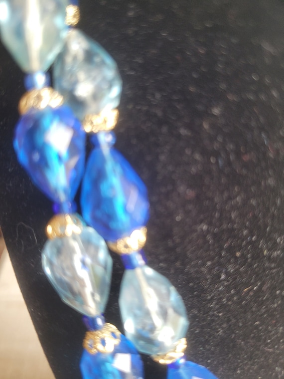 Vintage double strand blue necklace made in West … - image 10