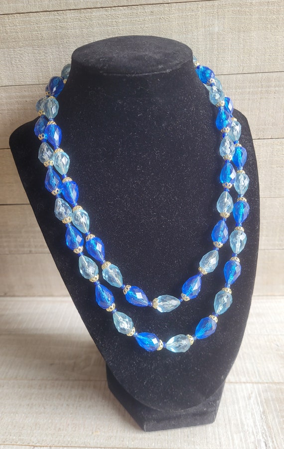 Vintage double strand blue necklace made in West … - image 2