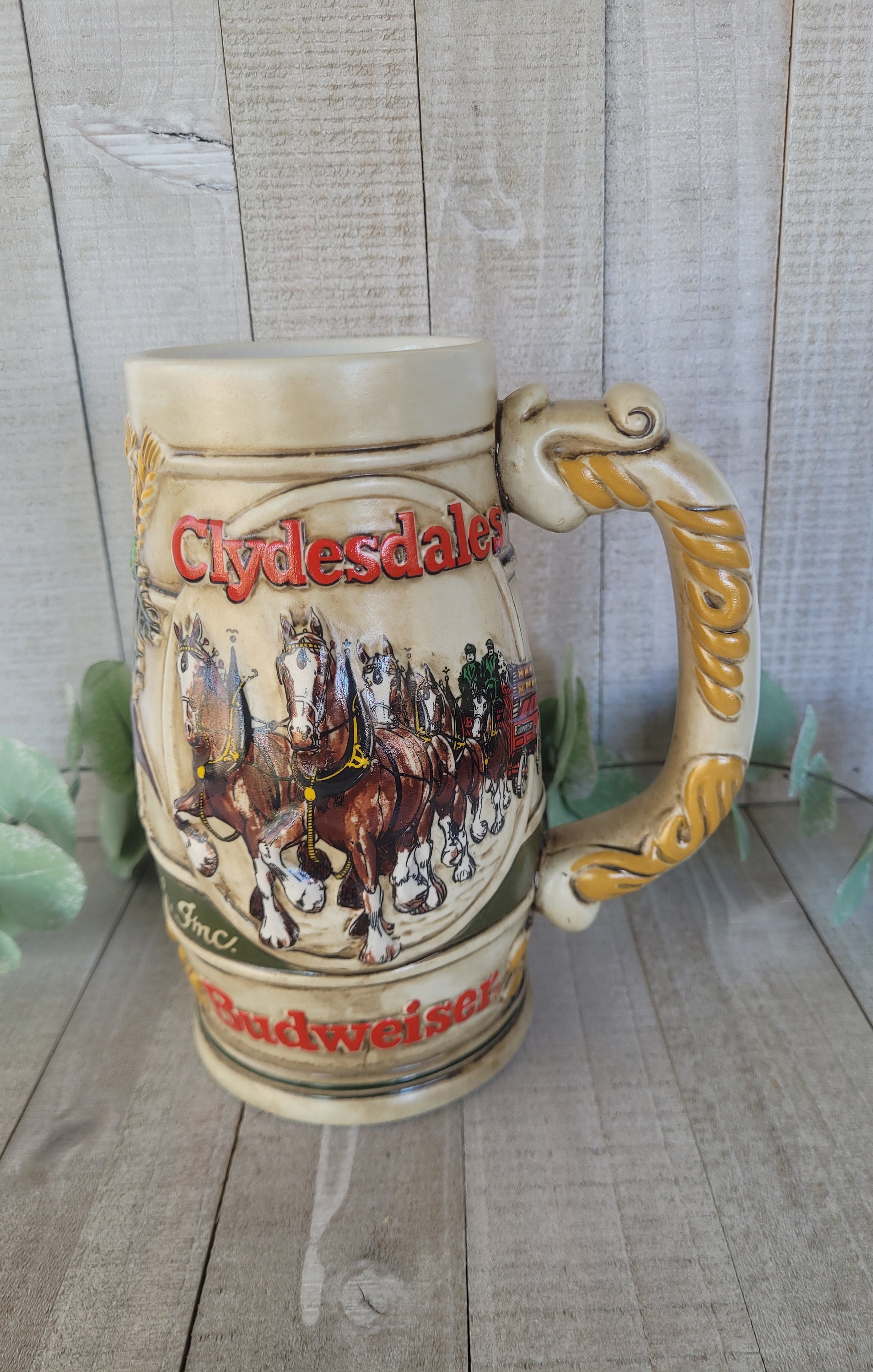 Vintage Ceramic Hand Painted Budweiser Clydesdale Beer Stein Etsy