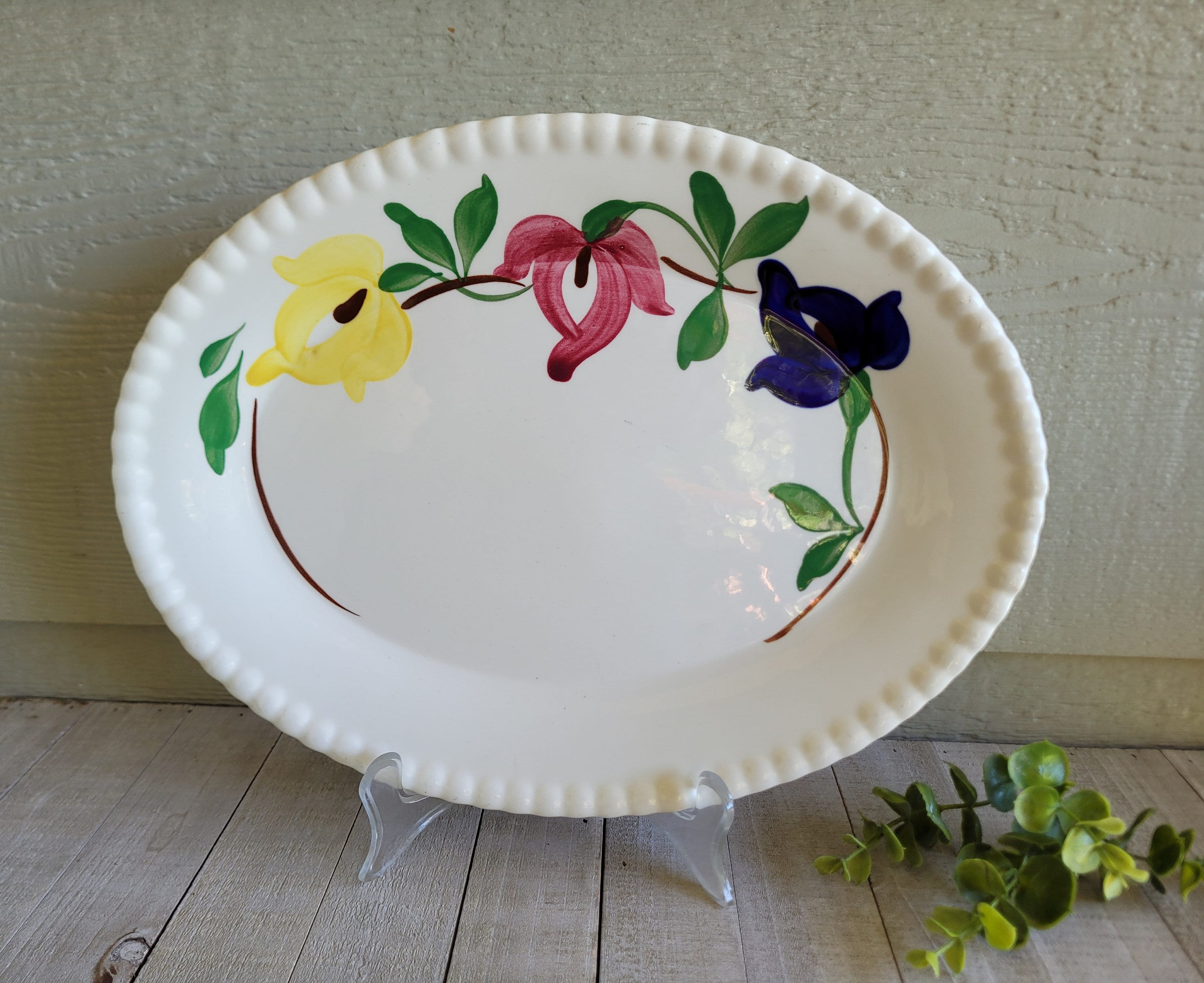 Vintage Blue Ridge Platter- Carnival Pattern on the Candlewick Blank- a ...