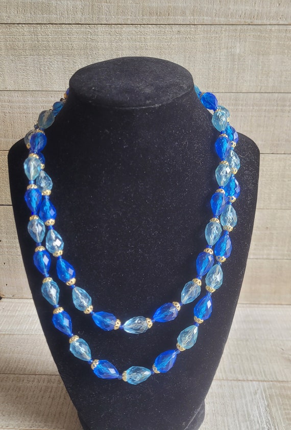 Vintage double strand blue necklace made in West G