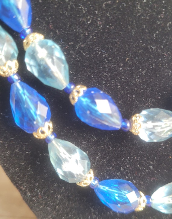 Vintage double strand blue necklace made in West … - image 3