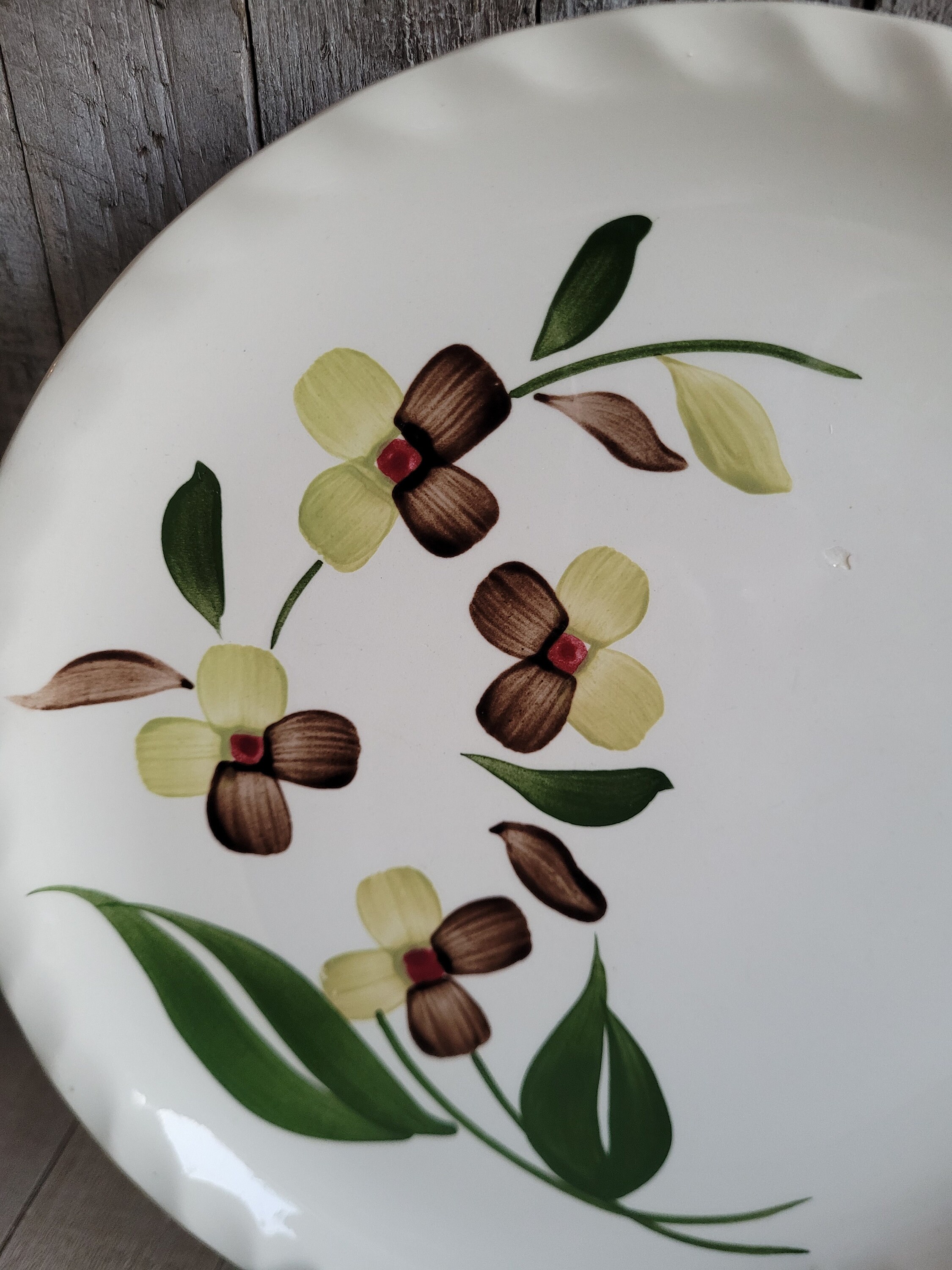 Vintage Blue Ridge Dinner Plate: Hand-painted Floral 