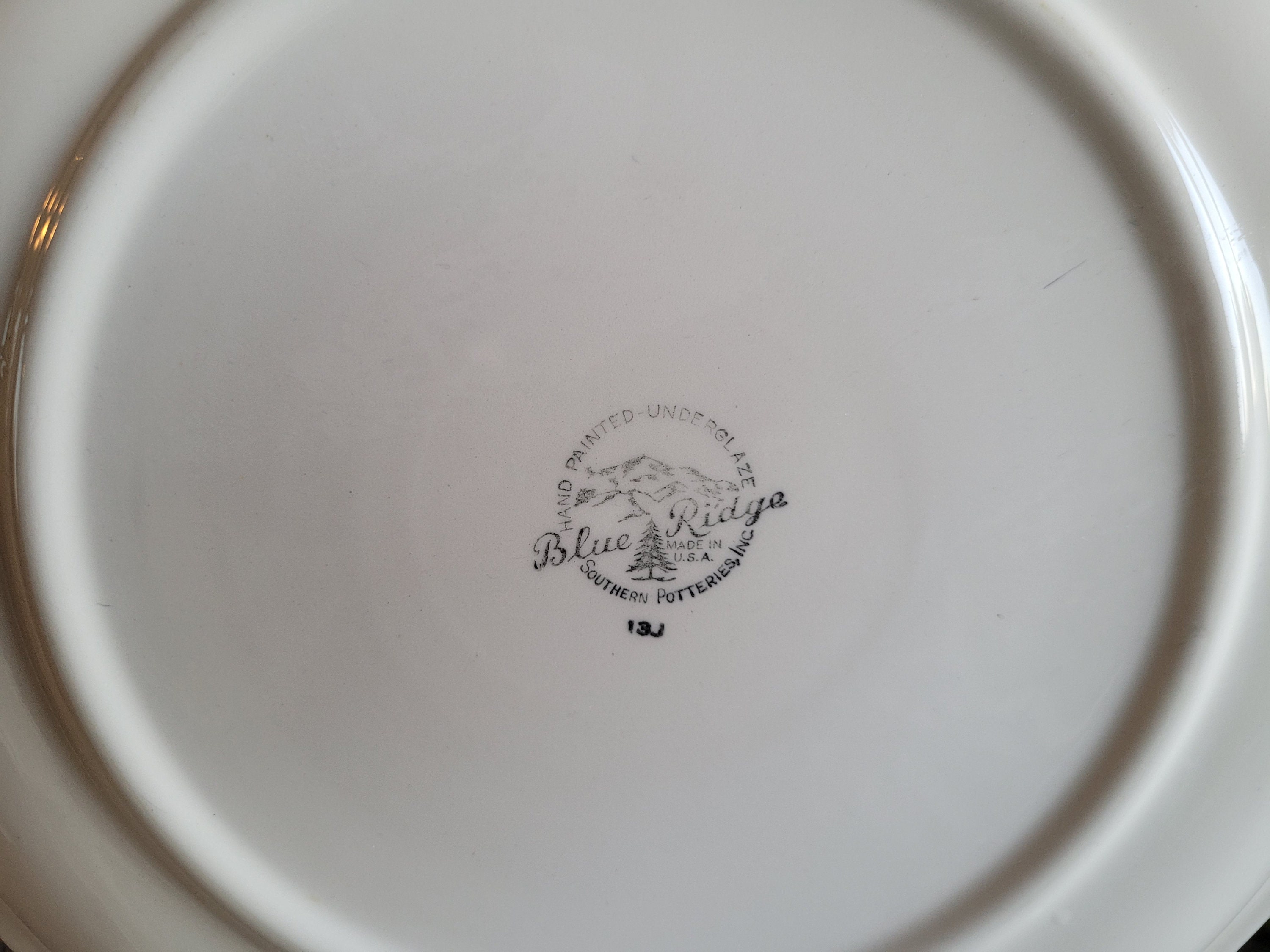 Vintage Blue Ridge Dinner Plate: Hand-painted Floral 