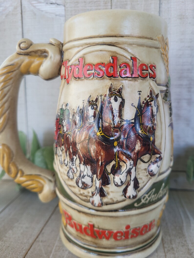 Vintage Ceramic Hand Painted Budweiser Clydesdale Beer Stein Etsy
