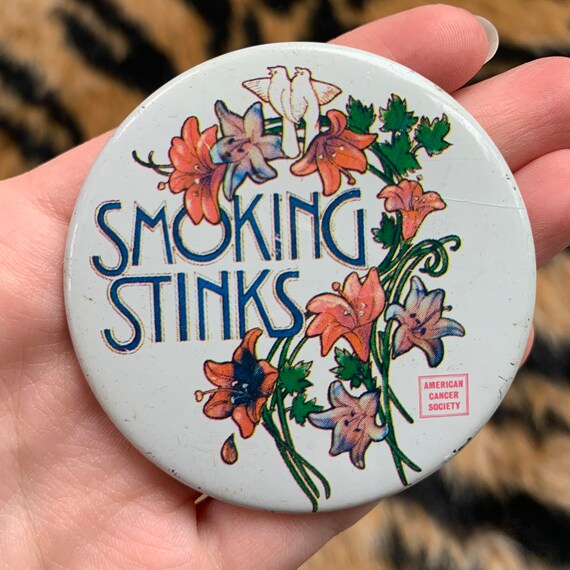 Vintage Floral ‘Smoking Stinks’ American Cancer S… - image 2