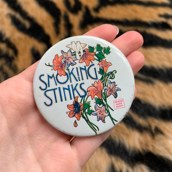 Vintage Floral ‘Smoking Stinks’ American Cancer S… - image 1
