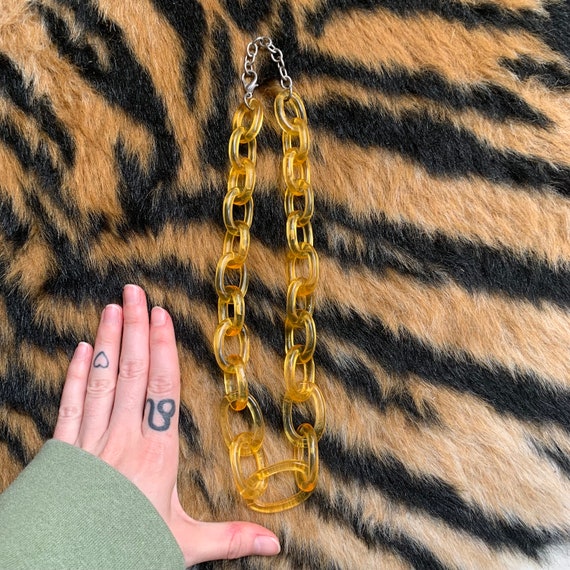 Retro Vintage Chunky Gold Yellow Lucite Chain Lin… - image 5