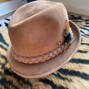 Vintage Resistol Fedora Hat 7 1/8 Light Brown Beige Felt Self Conforming Hat