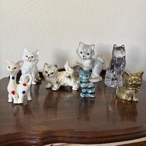 Vintage Cat Figurines: Vintage Ceramic Cat Figurines, Vintage Brass Cat Figurine, Vintage Glass Cat Figurine Cat Knick Knacks