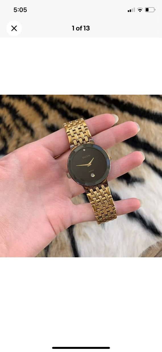 Vintage Elgin Watch Men’s Wristwatch Gold Tone Fac