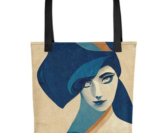 Art Deco Girl - Blue Tote bag
