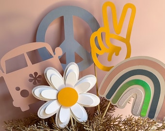 5 Groovy Centerpieces | Flower Child Centerpieces | Groovy Party Decoration | Daisy Party | Birthday Party Decorations