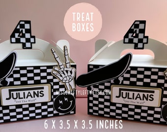 Skateboard Inspired Treat Boxes | Skateboard Party Favors | Checkered Party Decorations | Skateboard  Party Decorations