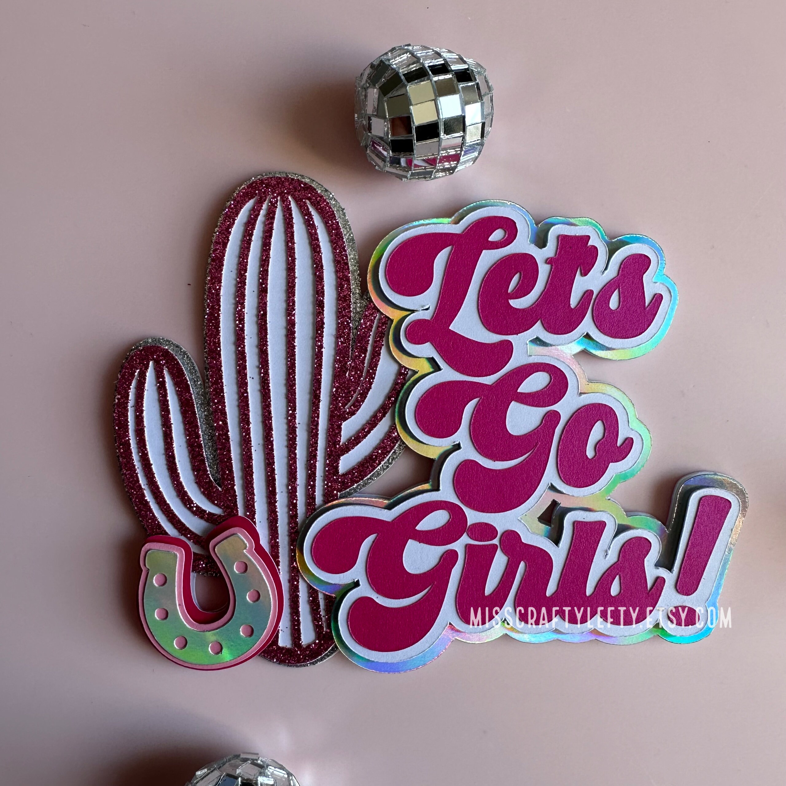 disco cake topper lets go girls disco cowgirl party decorations